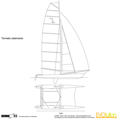 400x403 Tornado Catamaran Vector Drawing