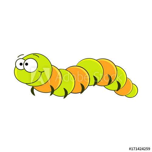 500x500 Cute Cartoon Caterpillar Vector Illustration Isolated On White