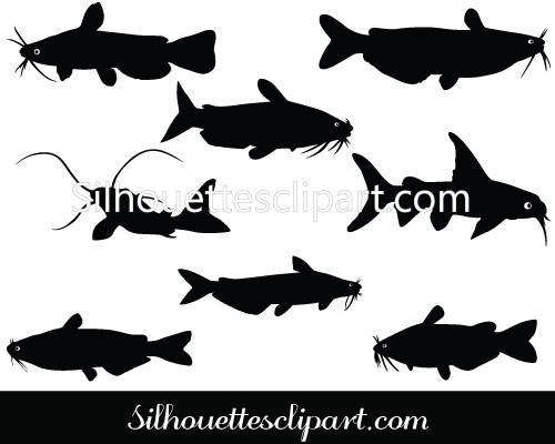 500x400 Catfish Silhouette Vector Graphics Download Silhouettes Vector