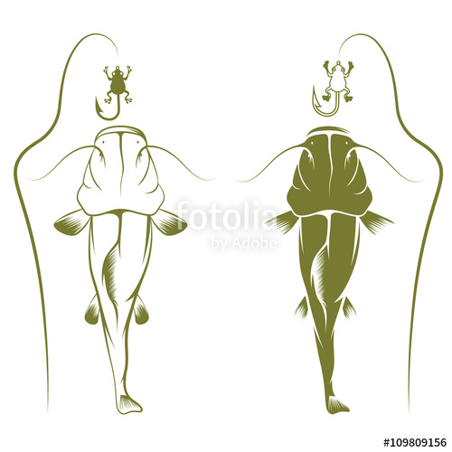 500x500 Hook With Frog And Catfish Vector Design Template Stock Image And