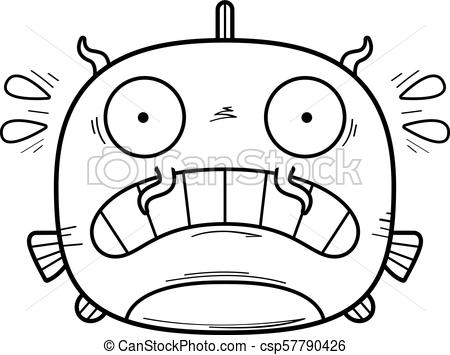 450x355 Scared Little Catfish. A Cartoon Illustration Of A Catfish Looking