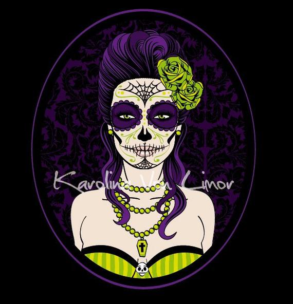 570x592 La Catrina Vector Art Impression Poster Etsy