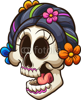 324x400 Traditional Mexican Catrina Skull. Vector Clip Art Illustration