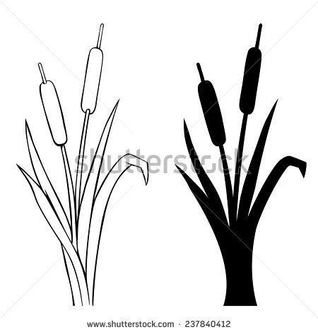 450x470 Wooden Cattails Silhouette Cattails Stock Photos, Royalty Free