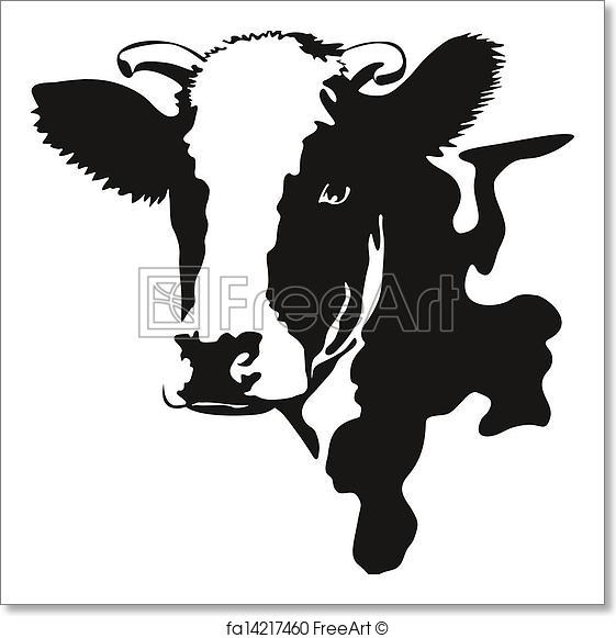 561x581 Free Art Print Of Vector Illustration Of A Cow Head. Vector