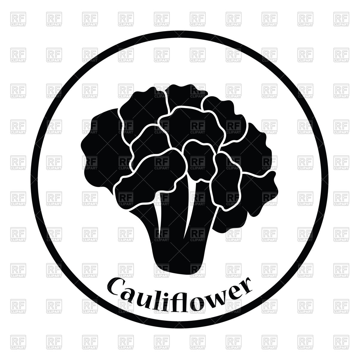 1200x1200 Thin Circle Design Of Cauliflower Icon Vector Image Vector