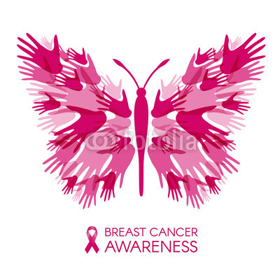 400x400 Breast Cancer Awareness With Hands Butterfly Sign And Pink Ribbon