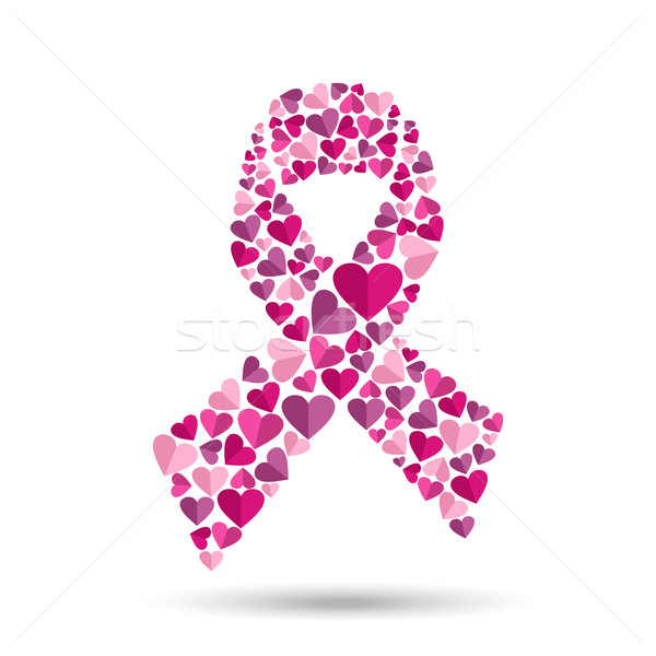 600x600 Pink Ribbon Design With Heart For Breast Cancer Vector