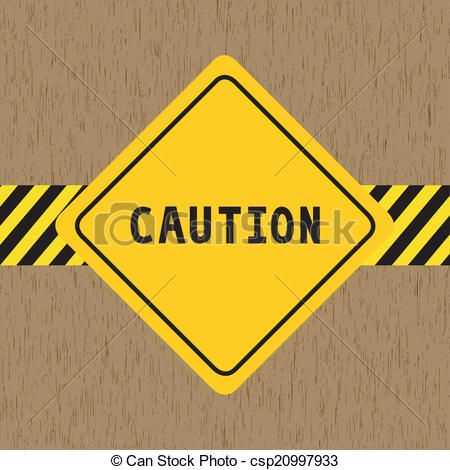 450x470 Caution Sign On Wood Pattern Background.