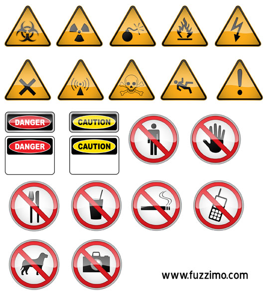 550x600 Free Vector Hazard And Warning Signs Fuzzimo