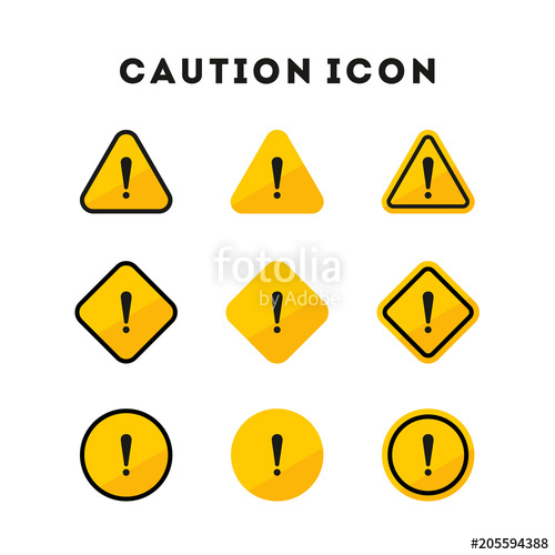 500x500 Set Of Caution Icons. Caution Sign. Vector Illustration Stock