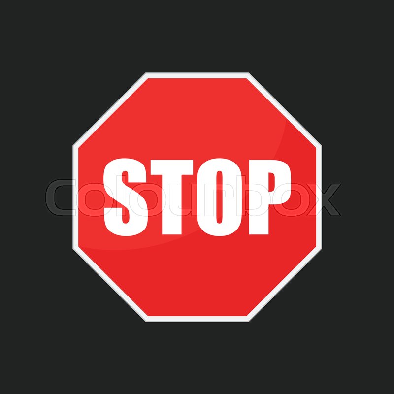 800x800 Red Stop Sign Vector Icon. Danger Symbol Vector Illustration