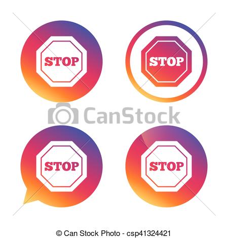 450x470 Traffic Stop Sign Icon. Caution Symbol. Gradient Buttons With Flat