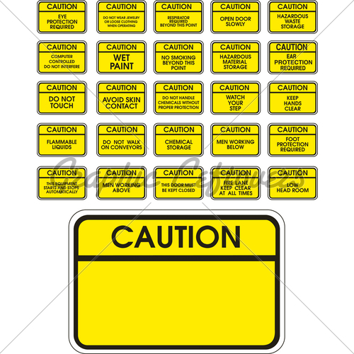 500x500 Yellow Vector Caution Signs Gl Stock Images