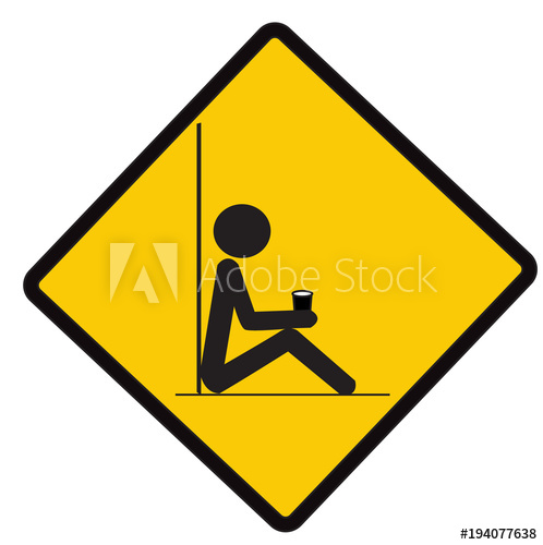 498x500 Drink And Relax Here, Caution Symbol, Vector Illustration.