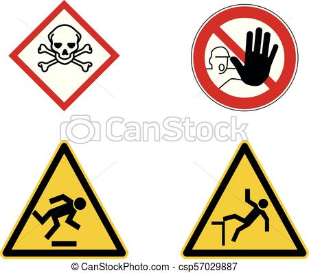 450x398 Construction Site Warning Sign , Toxic, Stop And Caution Symbols.