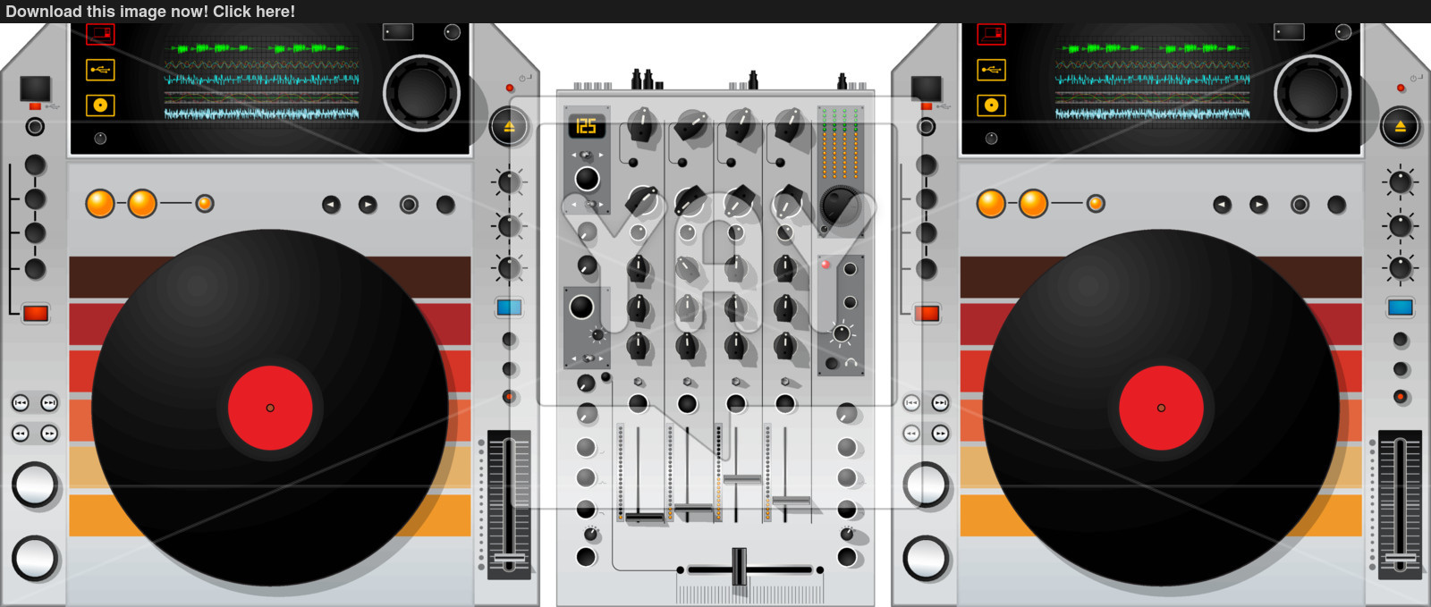 1600x679 Dj Turntables And Mixer Vector