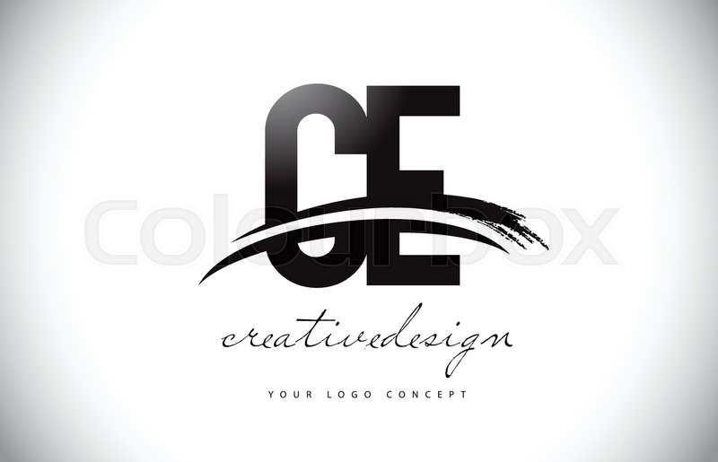 800x515 Ce C E Letter Logo Design With Swoosh And Black Brush Stroke