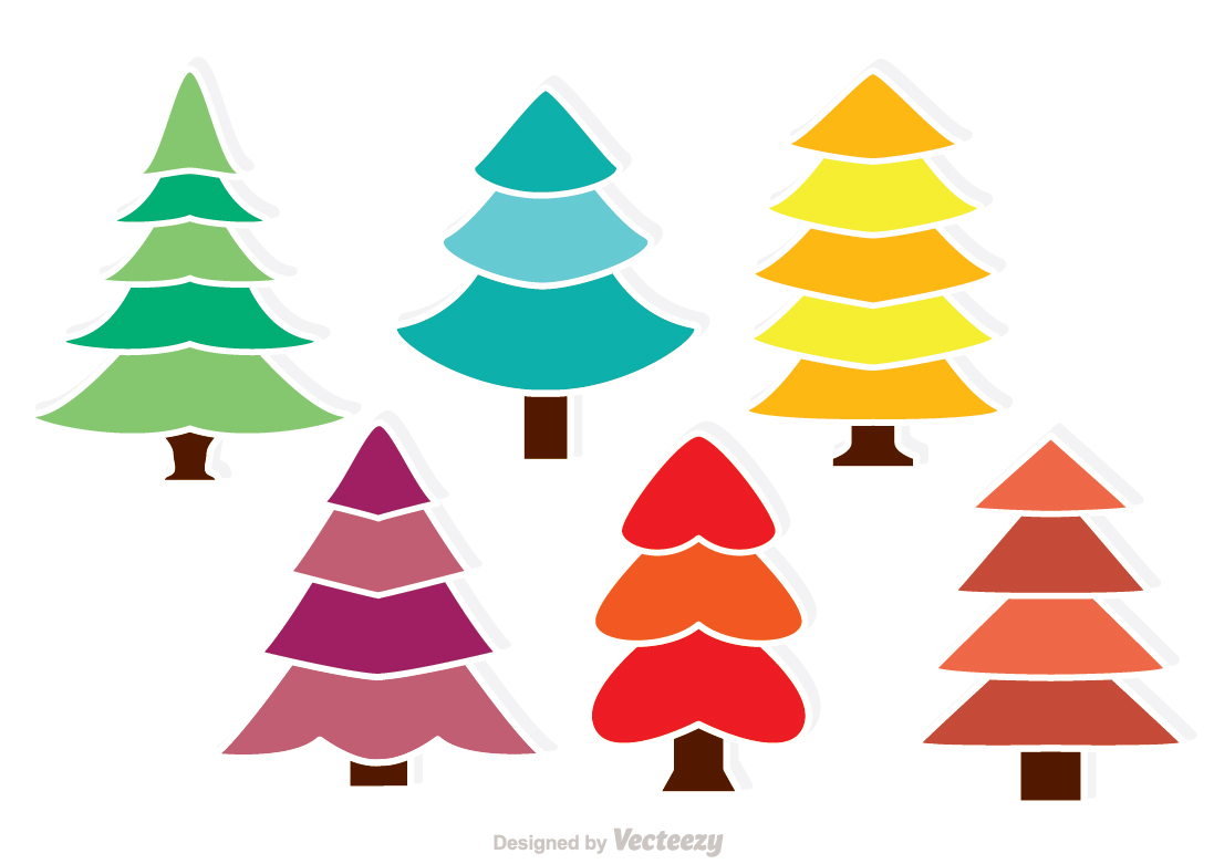 1097x781 Colorful Cedar Trees Vector Free Vector Download In .ai, .eps
