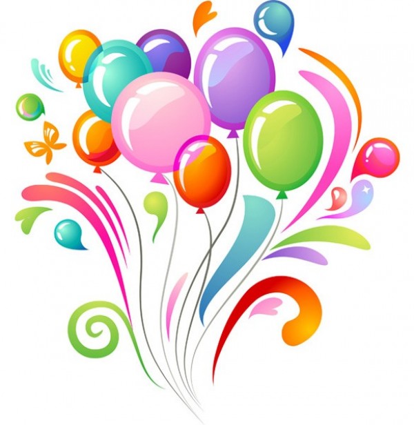 600x616 Colorful Balloons Celebration Vector Background