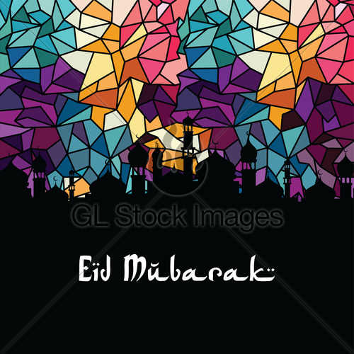 500x500 Eid Mubarak Greeting Muslim Islamic Celebration Vector Gl Stock