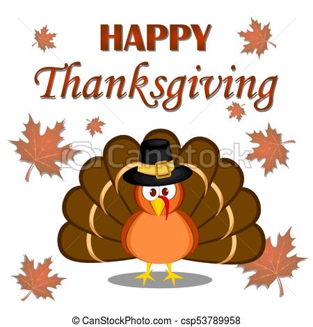450x470 Beautiful Cartoon Turkey Bird. Happy Thanksgiving Celebration