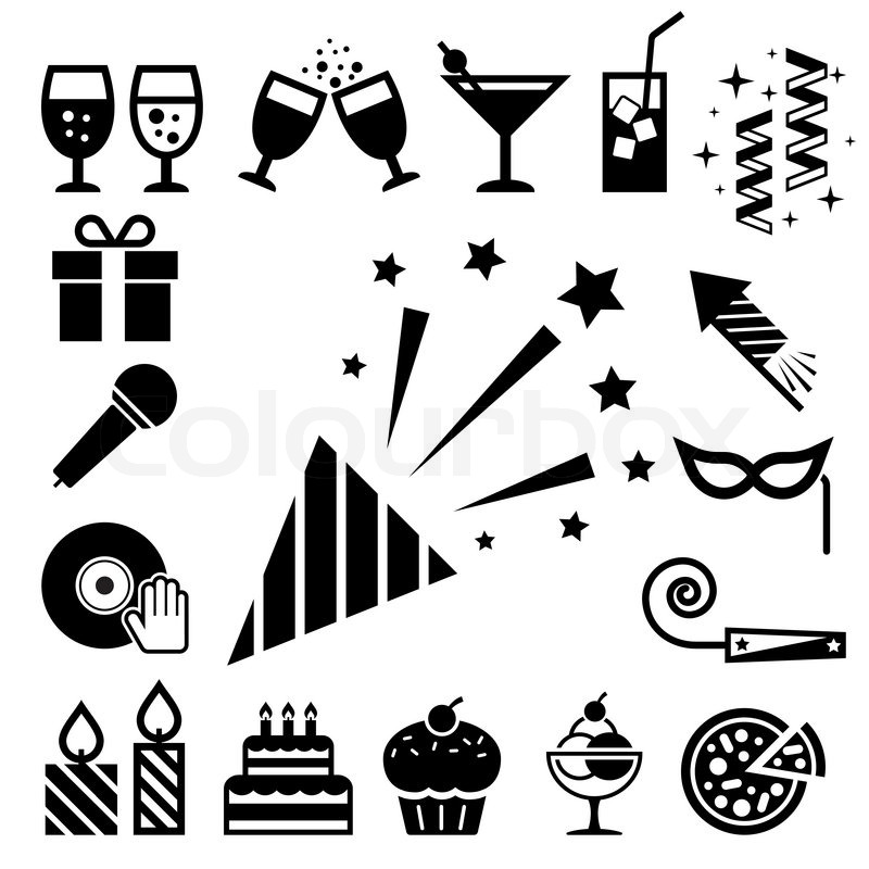 800x800 Party And Celebration Icon Set. Illustration Eps10 Stock Vector