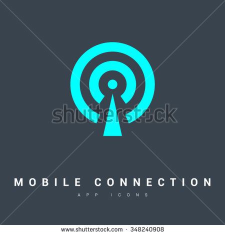 450x470 Cell Phone Tower. Wireless Icon. Mobile Connection Line Vector