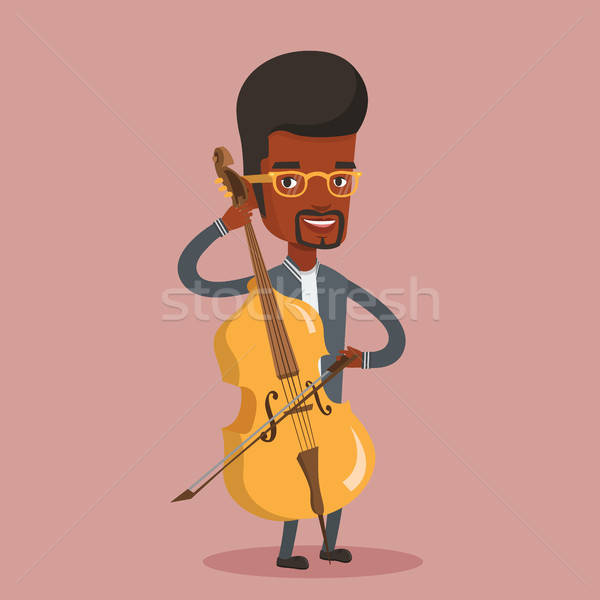600x600 Man Playing Cello Vector Illustration. Vector Illustration
