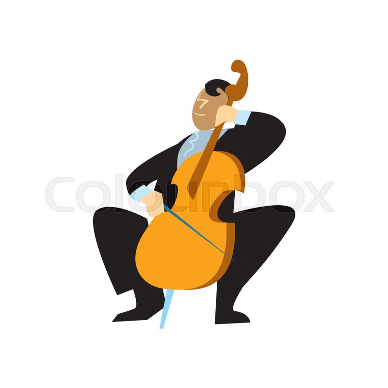 800x800 Musician Playing Cello Vector Illustration Isolated On White