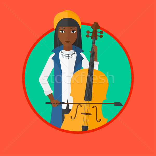 600x600 Woman Playing Cello Vector Illustration. Vector Illustration