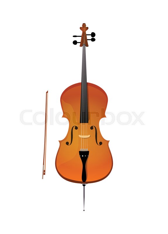 575x800 Cello, Vector Illustration Of Stringed Orchestra Music Instrument