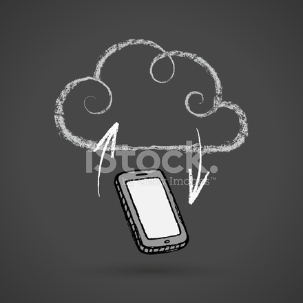 440x440 Cloud Computing Concept With Cellphone Vector Chalkboard Drawing
