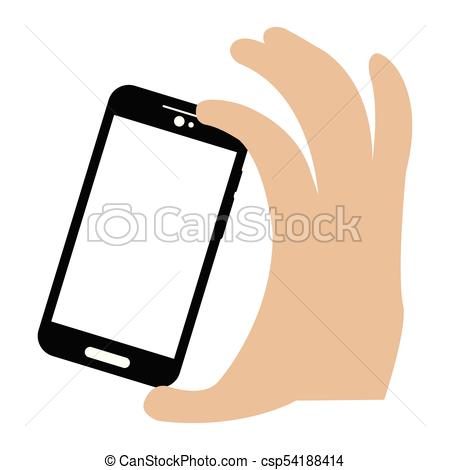 450x470 Hand Holding A Cellphone. Selfie Icon. Vector Illustration Design.
