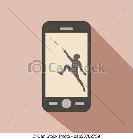 450x470 Watch Sports On Cellphone. Silhouette With The Sword Practicing In