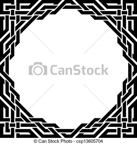 450x470 Square Celtic Ornamental Border Black On White.