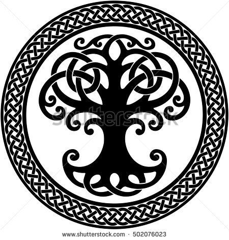 450x470 Vector Ornament, Decorative Round Celtic Tree Of Life With