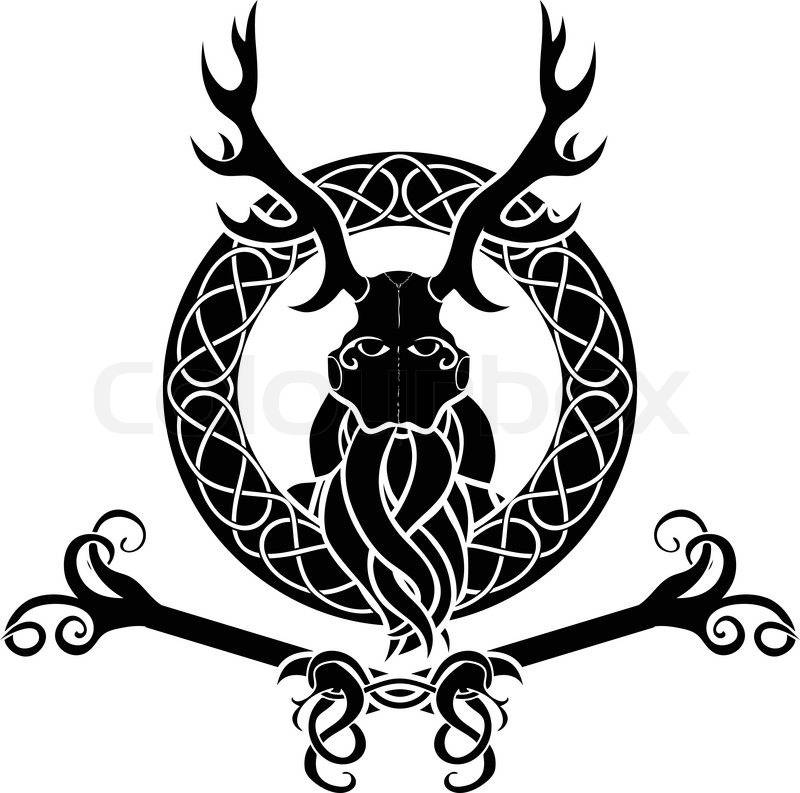 800x793 Druid Symbol With Antlers In Celtic Circle Stock Vector Colourbox