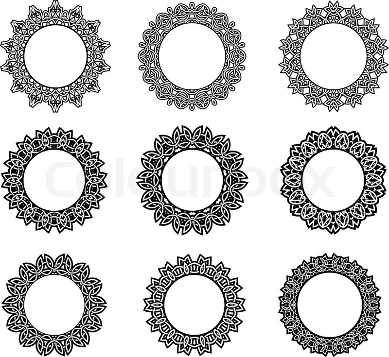 800x735 Round Vintage Frames In Celtic Style With Intricate Ornate