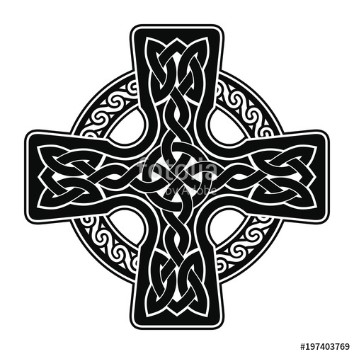 500x500 Celtic Cross With National Ornament As Interlaced Ribbon Isolated
