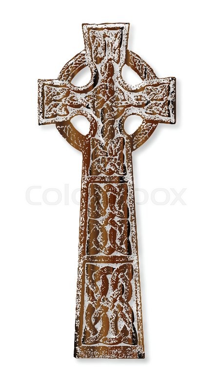 445x800 A Wooden Celtic Cross With Celtic Knot Patterns Over A White