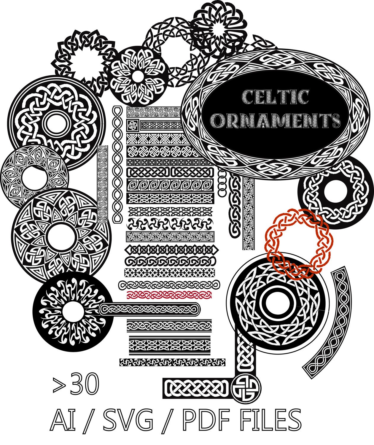 1261x1500 Celtic Ornaments Borders Vector Files Instant Download Eps Ai Etsy