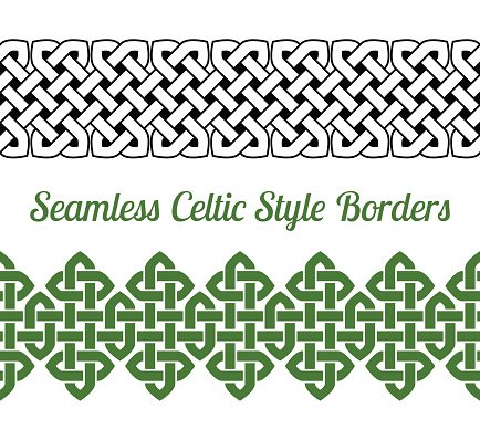 434x398 2 Celtic Style Knot Seamless Borders, Vector Illustration Stock