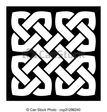 450x470 Celtic Knot Vector Illustration (Pointed Corners, Black And White