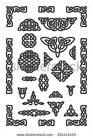 318x470 Collection Of Various Celtic Knots, Goidelic Frames, Vector