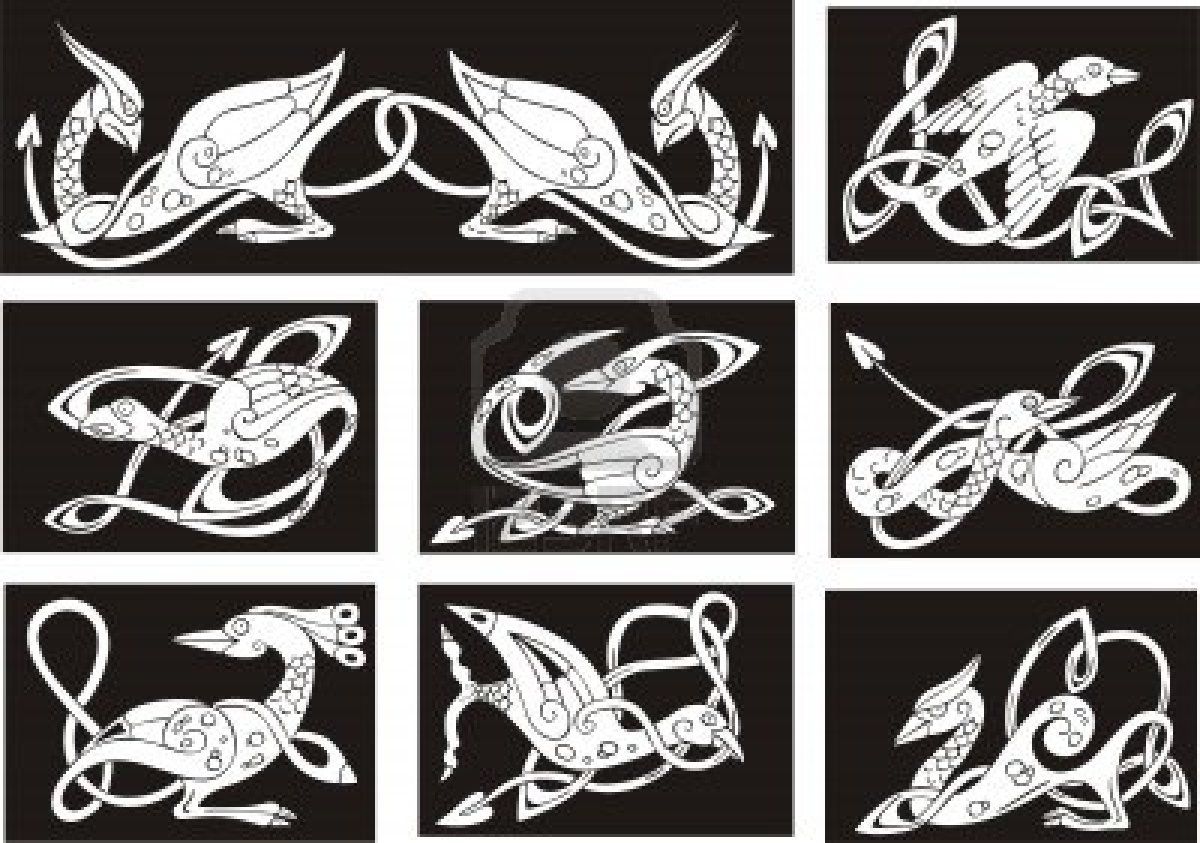 1200x843 Celtic Knot Patterns With Birds. Set Of Vector Illustrations