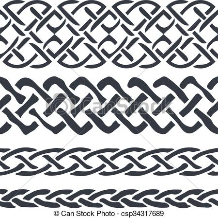 450x448 Set Of Celtic Pattern Borders Vector Illustration.