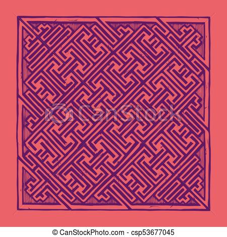 450x470 Traditional Celtic Pattern. Celtic Key Pattern In Ink Hand Drawn