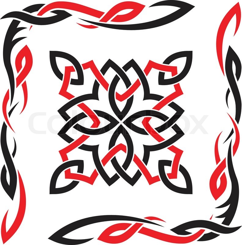 792x800 Celtic Vector Black And Red Ornament For Design Stock Vector
