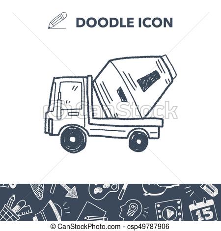 450x470 Cement Truck Doodle Vector Clipart